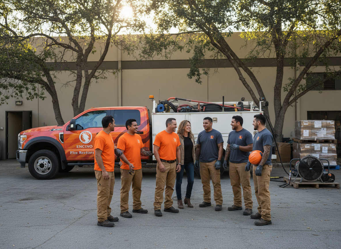 The Fire Damage Restoration Encino team at work in Encino