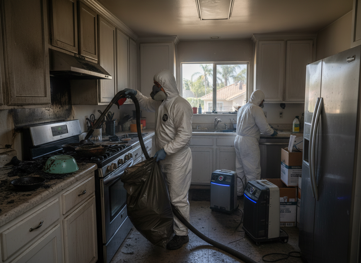 Kitchen fire cleanup in Encino